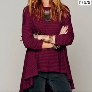 We The Free Circle in the Sand Burgundy Striped Tunic